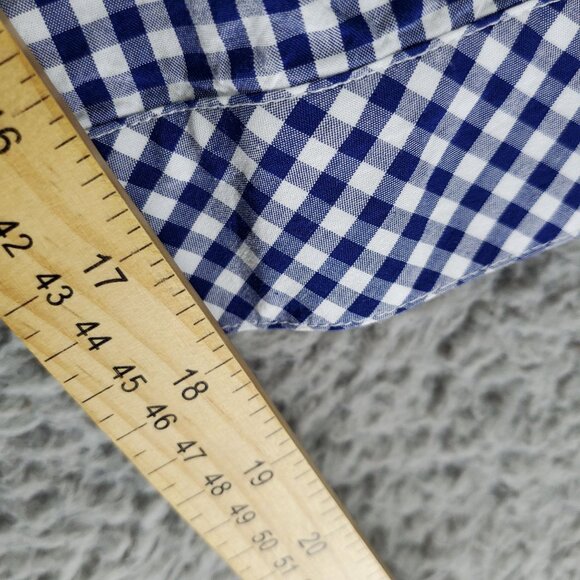 J. Jill Shirt Womens XL Tall Navy Blue Gingham Long Sleeve Blouse - Picture 6 of 9